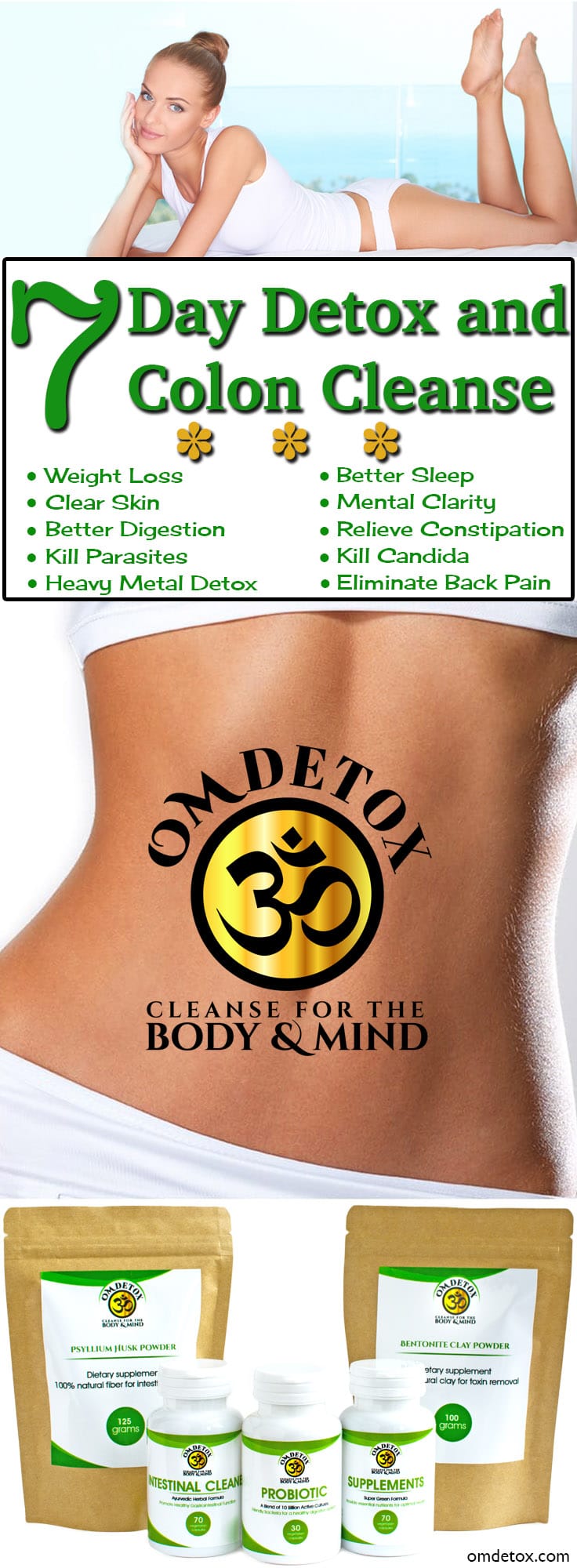 Om Detox 7 Day Detox and Colon Cleanse, For easy weight loss and parasite treatment